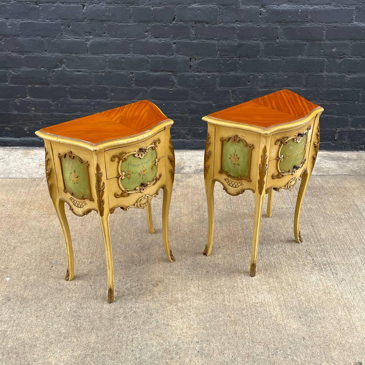 Wood Pair of Antique French Provincial Night Stands or End Tables