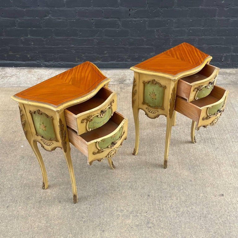 Pair of Antique French Provincial Night Stands or End Tables For Sale