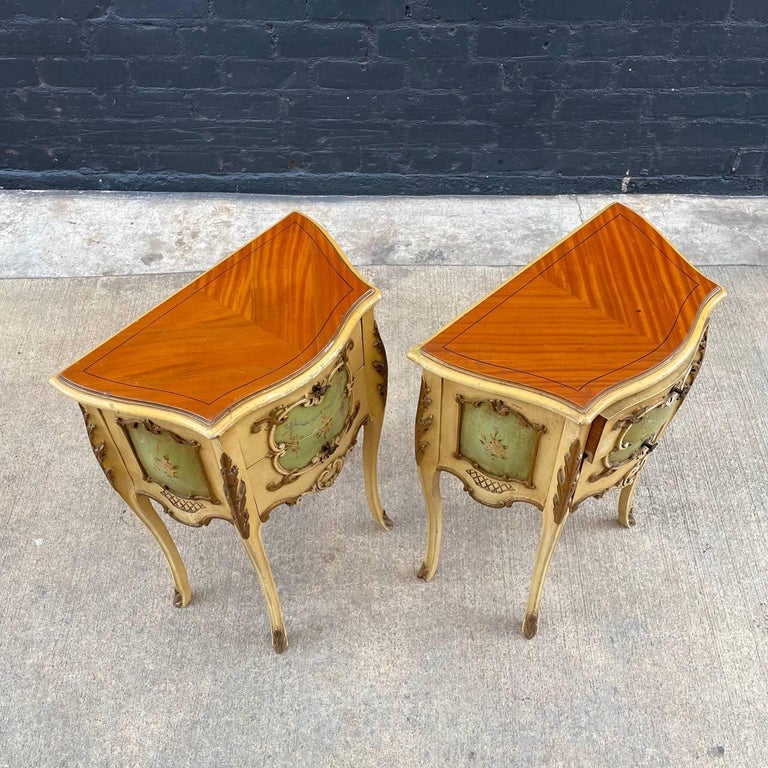 Pair of Antique French Provincial Night Stands or End Tables For Sale