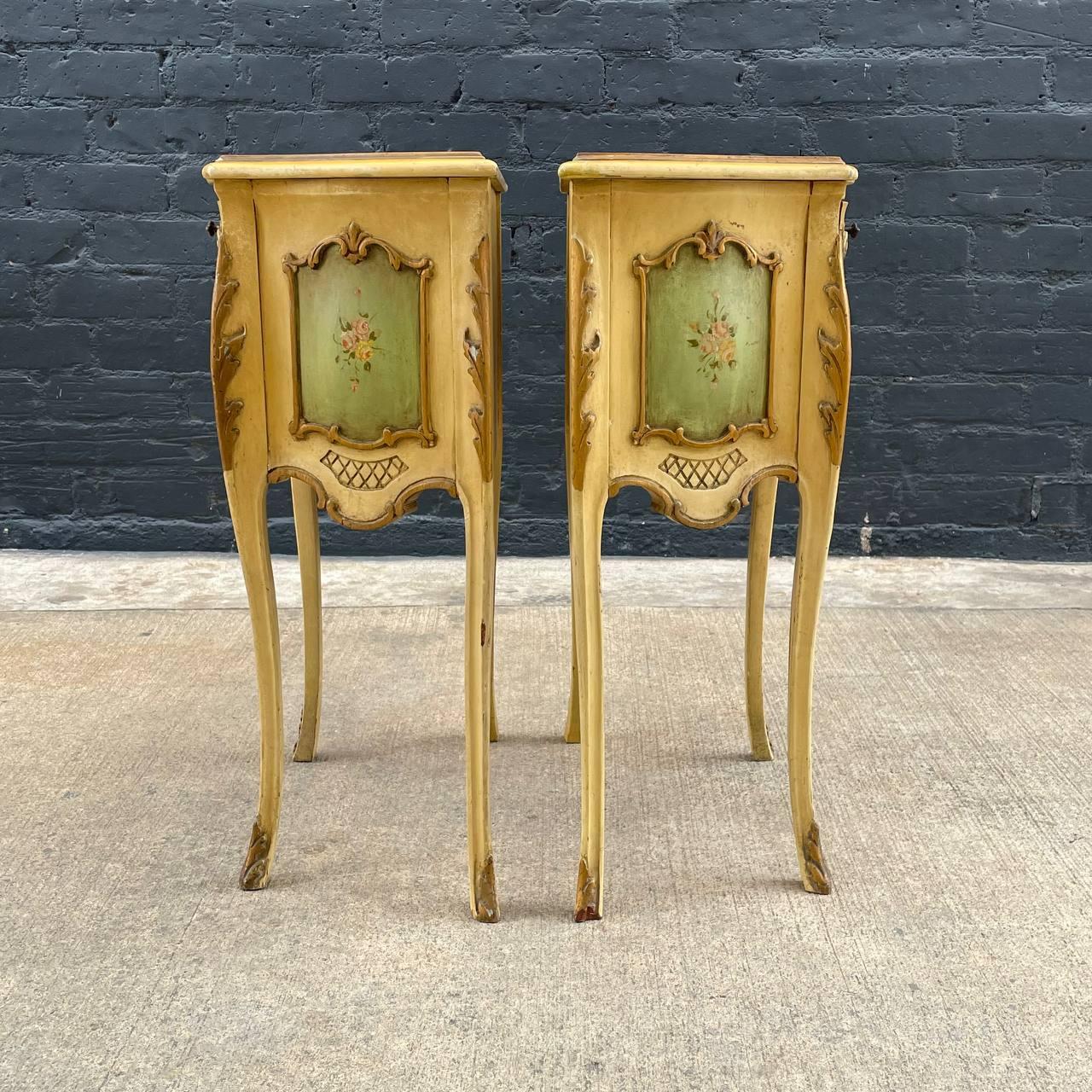 Pair of Antique French Provincial Night Stands or End Tables 3
