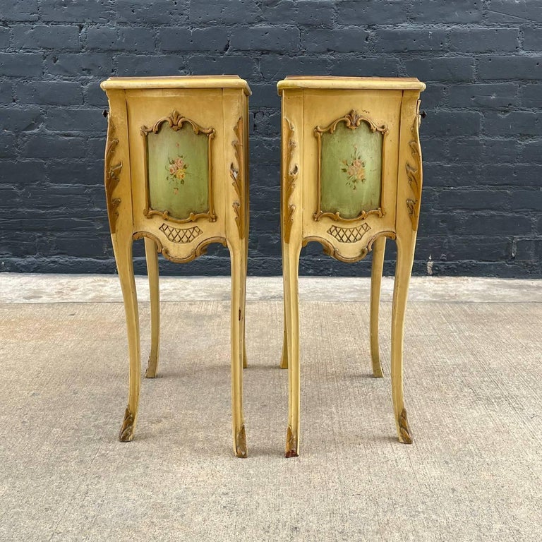 Pair of Antique French Provincial Night Stands or End Tables For Sale