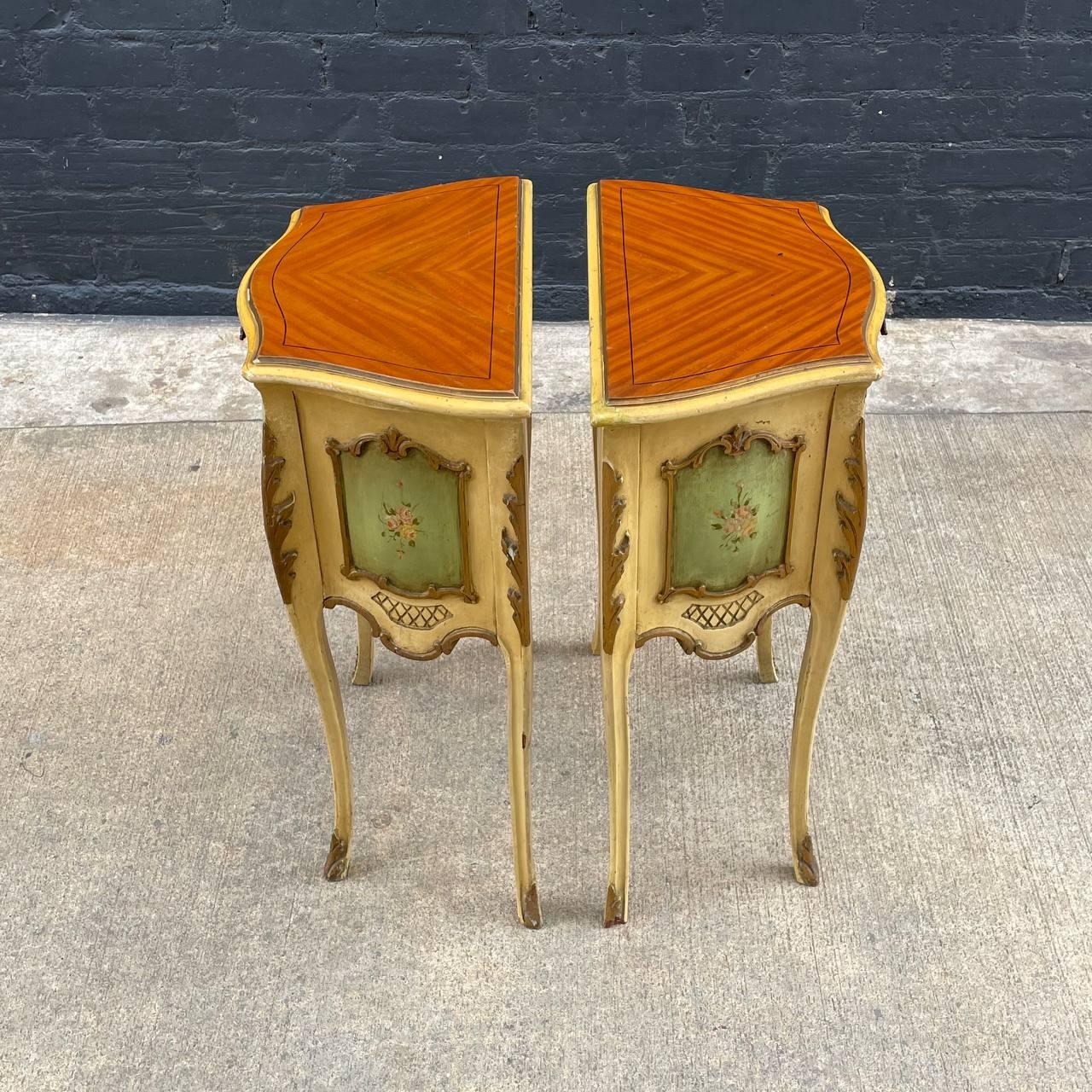 Pair of Antique French Provincial Night Stands or End Tables 4