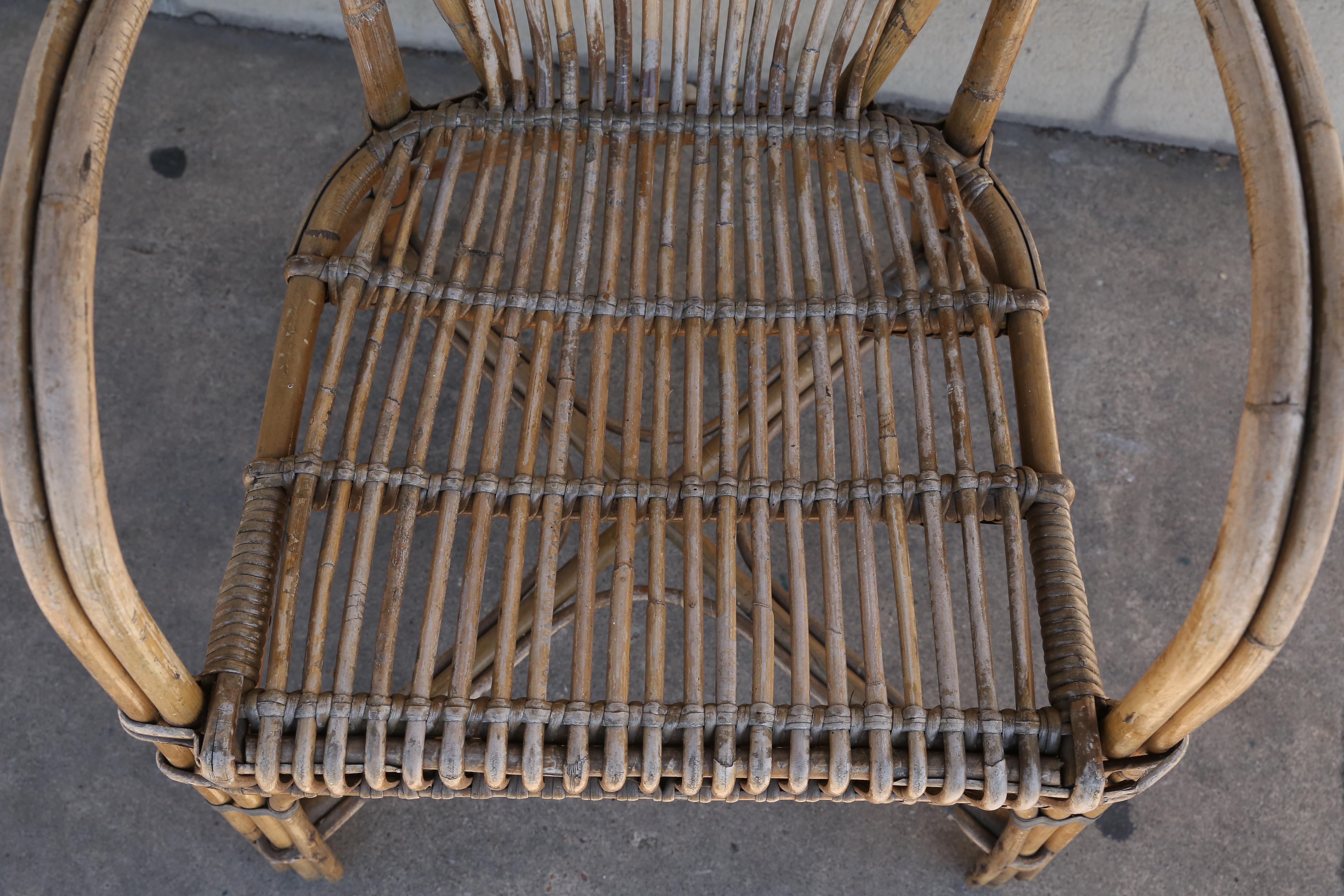 Pair of Antique French Rattan Armchairs 7