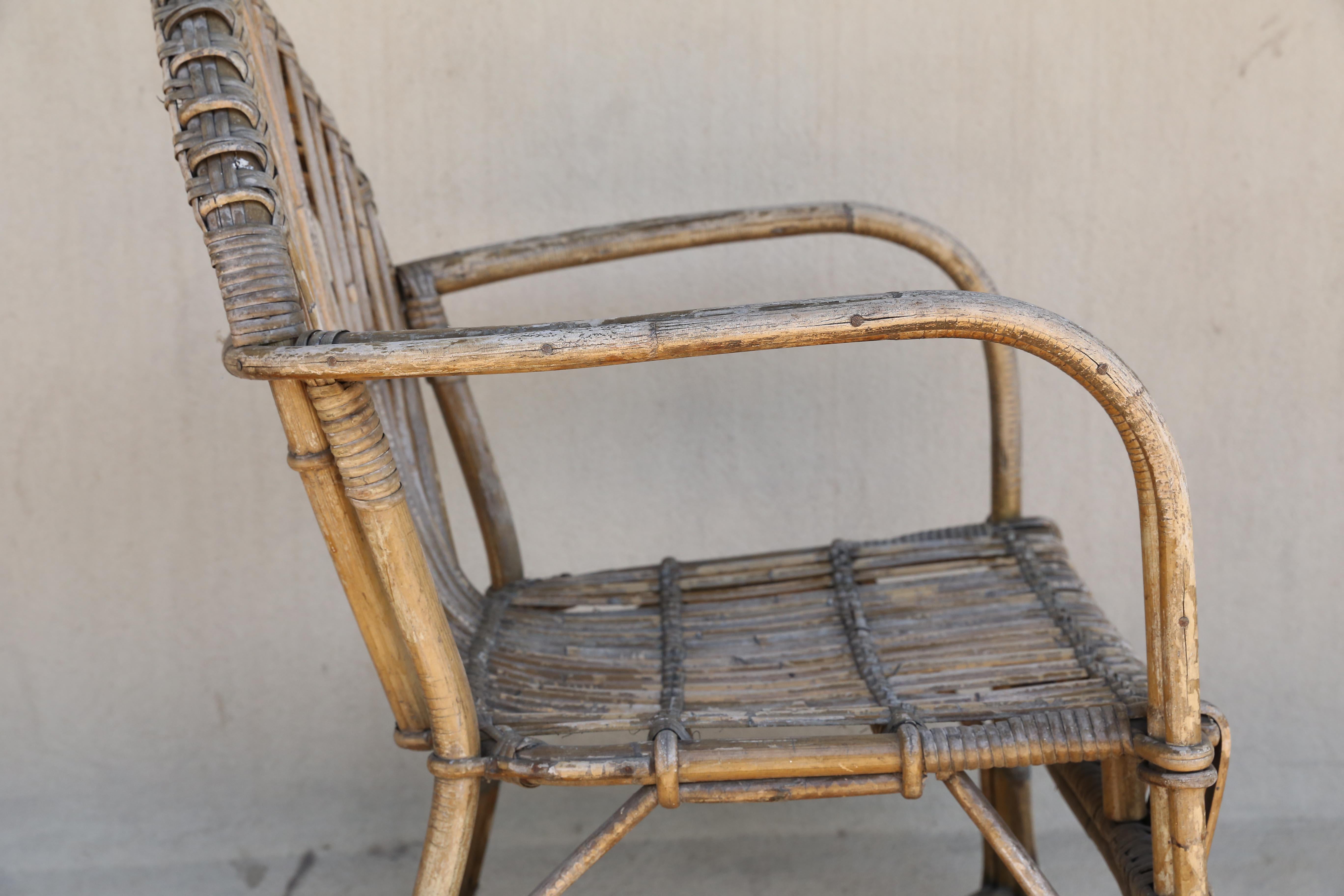 Late 19th Century Pair of Antique French Rattan Armchairs