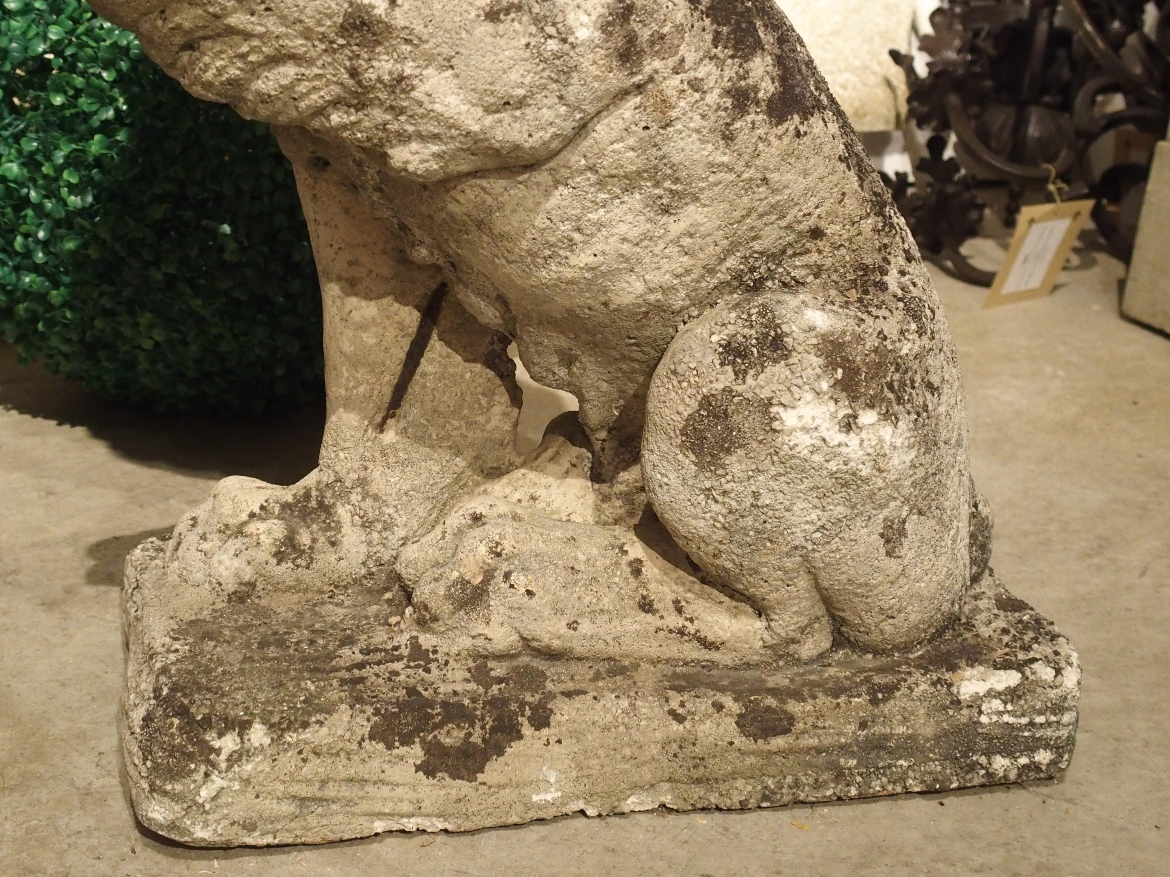 Pair of Antique French Reconstituted Stone Lions, Early 1900s 7