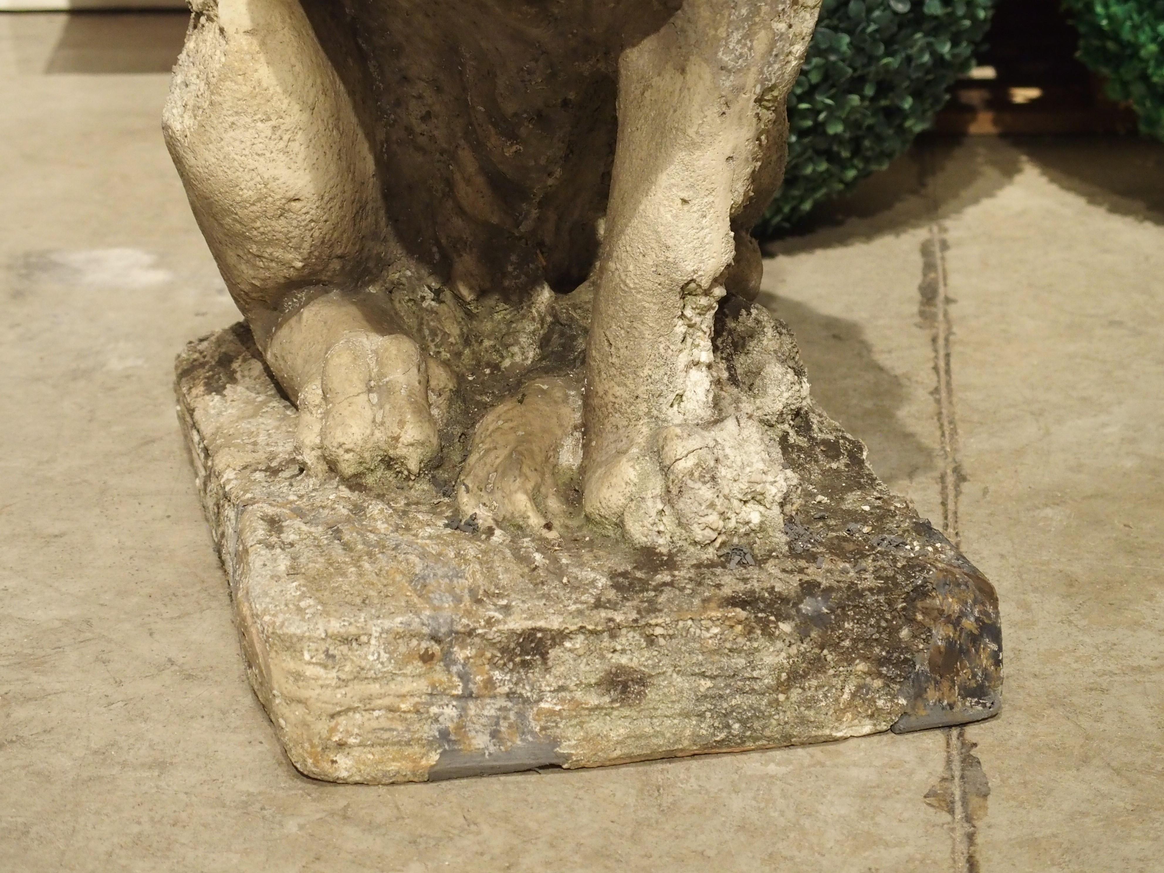 Pair of Antique French Reconstituted Stone Lions, Early 1900s 2