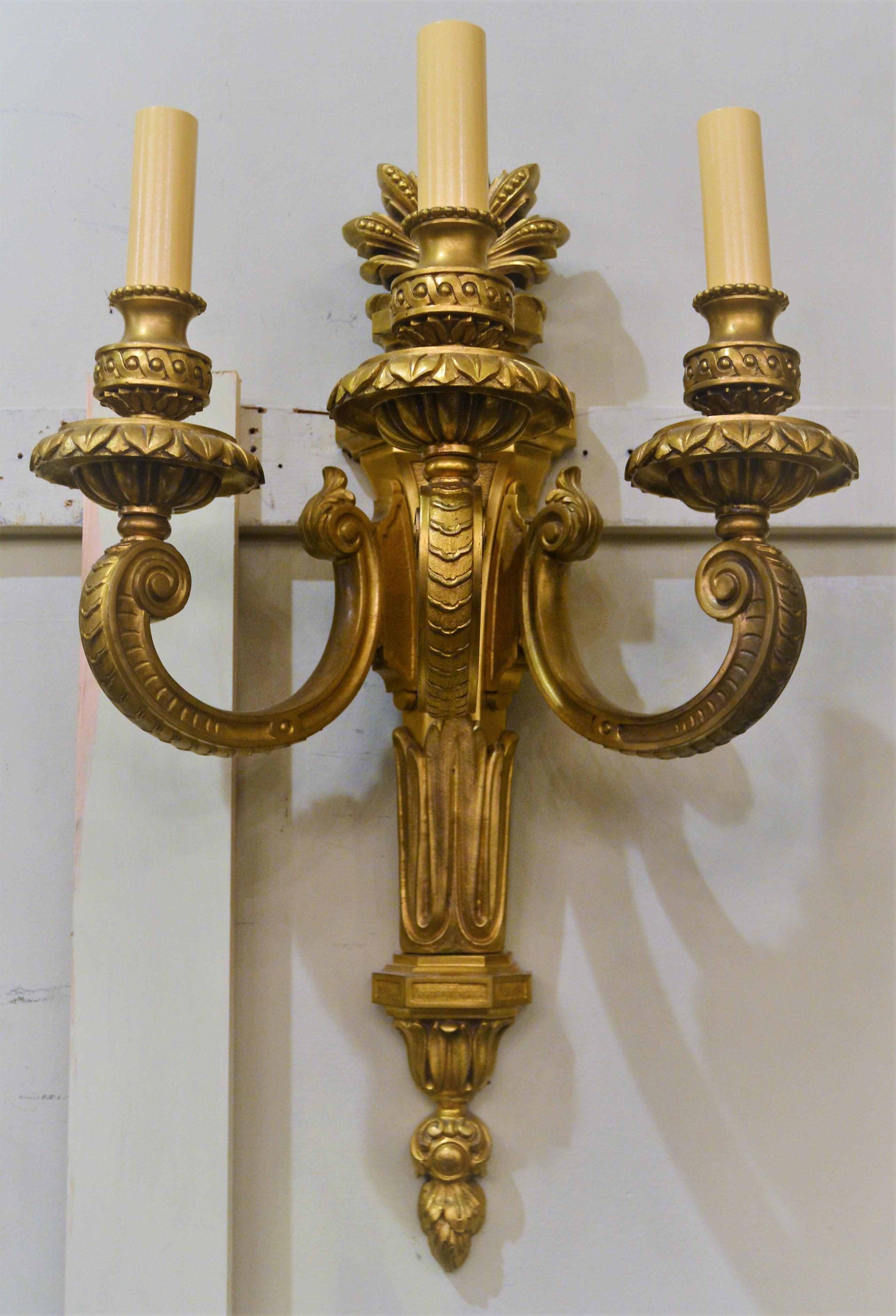 Pair of Antique French Regence Ormolu Sconces, circa 1820-1830 In Good Condition In New Orleans, LA