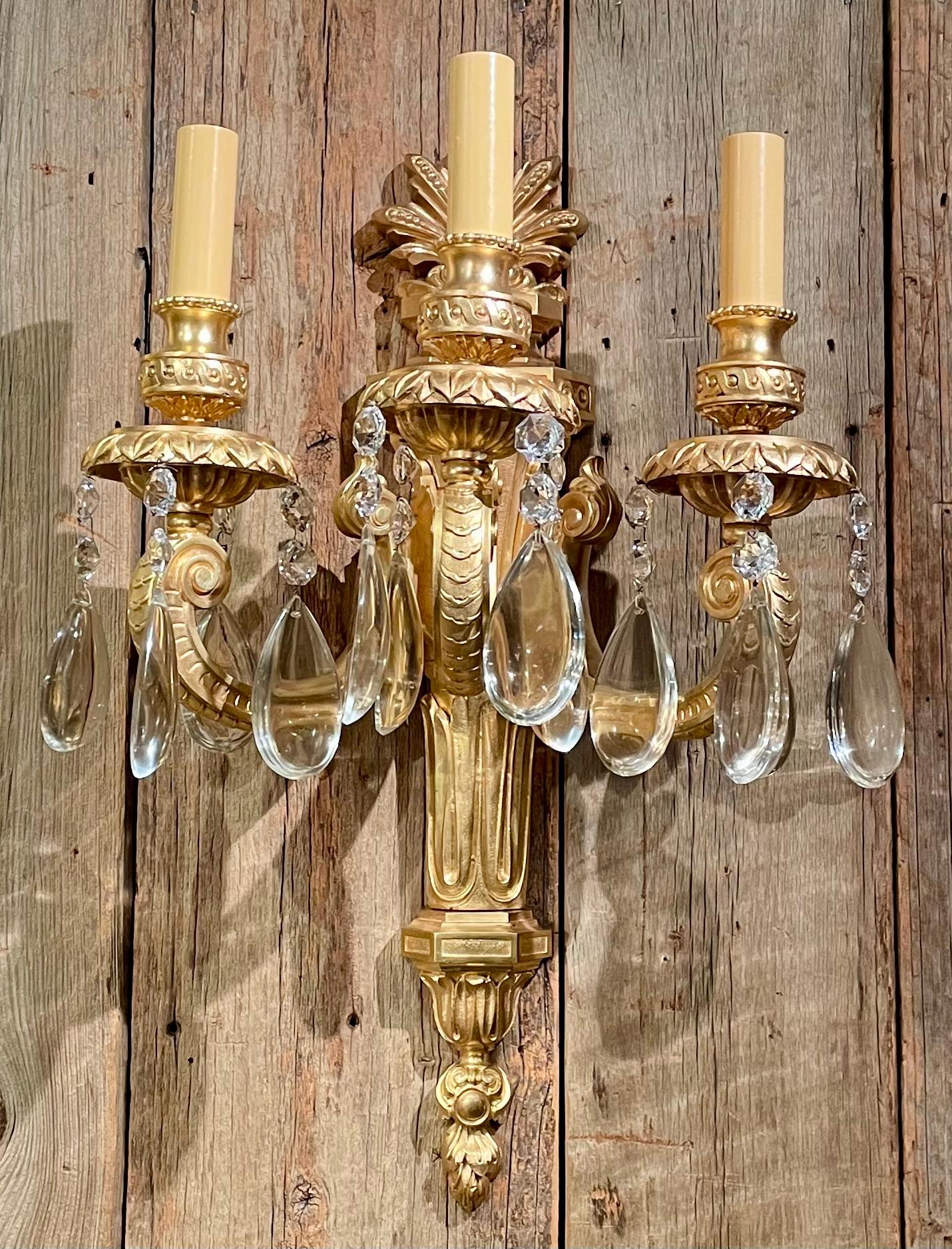 Magnificent Pair of Antique French Regency Ormolu Chateau Lights / Sconces, Circa 1840-1850.