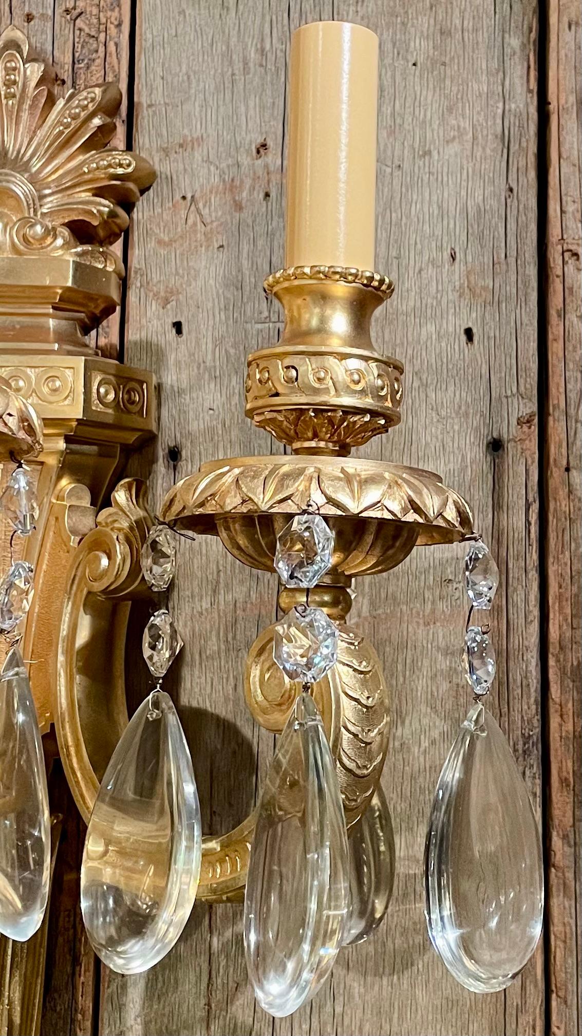 19th Century Pair of Antique French Regency Ormolu Chateau Lights / Sconces, Circa 1840-1850. For Sale