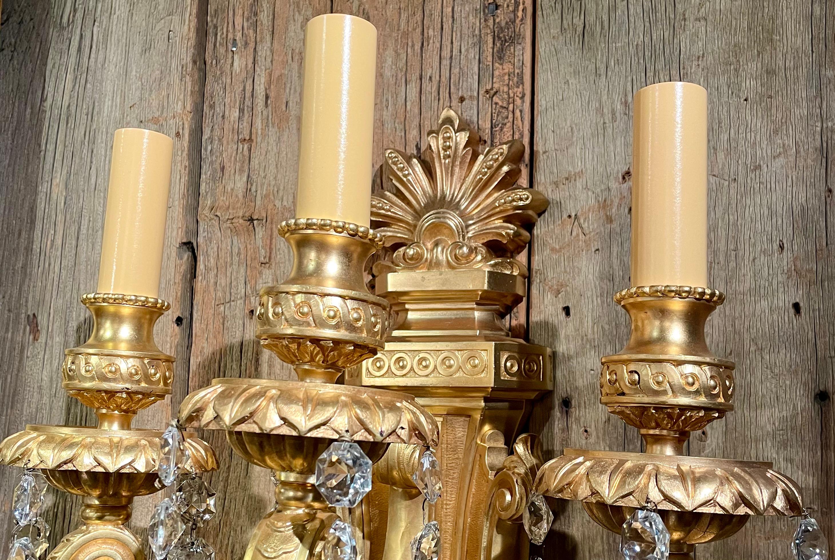 Pair of Antique French Regency Ormolu Chateau Lights / Sconces, Circa 1840-1850. For Sale 1