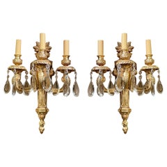 Paire d'anciennes lampes de château en bronze doré de style Régence, vers 1840-1850.
