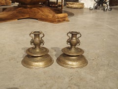 Pareja de Candeleros Antiguos de Bronce Estilo Renacimiento Francés, Siglo XIX