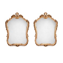 Pair of Antique French Rococo Style Gilt Wood Mirrors