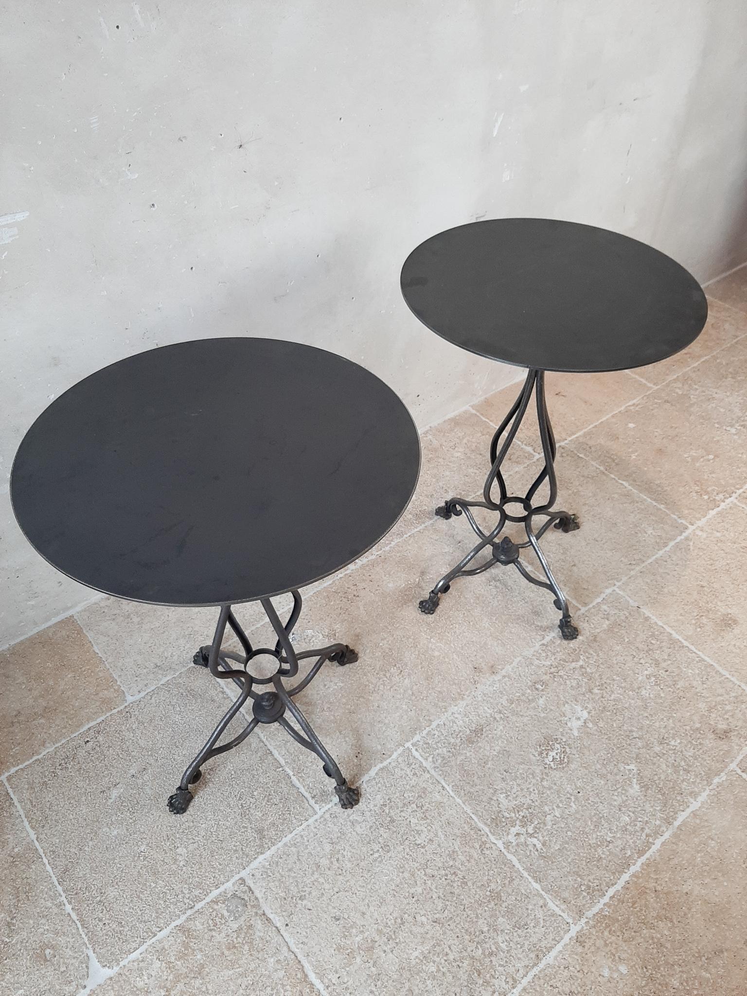 Pair of antique French round Guéridon tables 