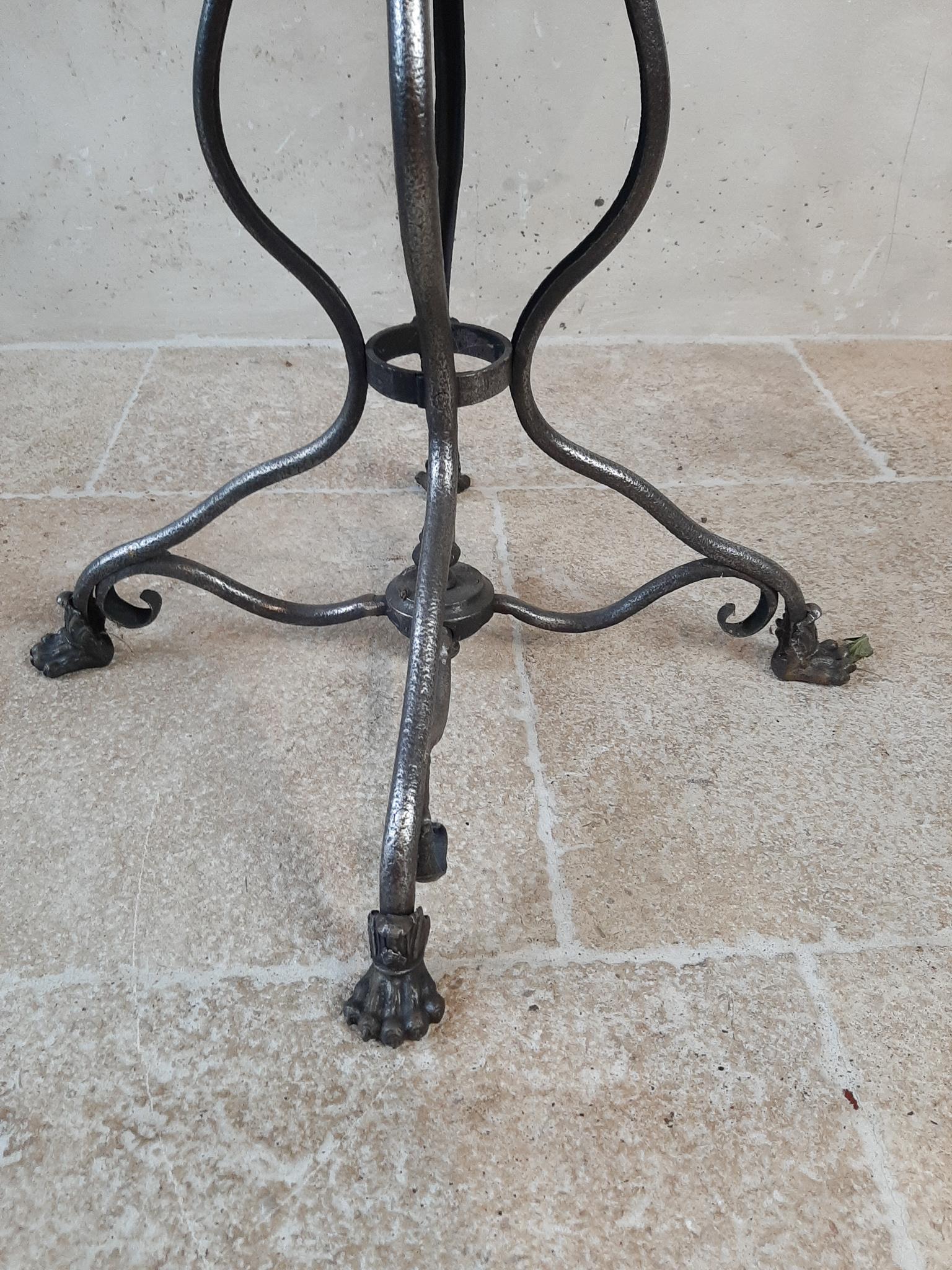Iron Pair of Antique French Round Guéridon Tables, Arras