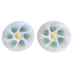 Pair of Antique French Salins Oyster Plates