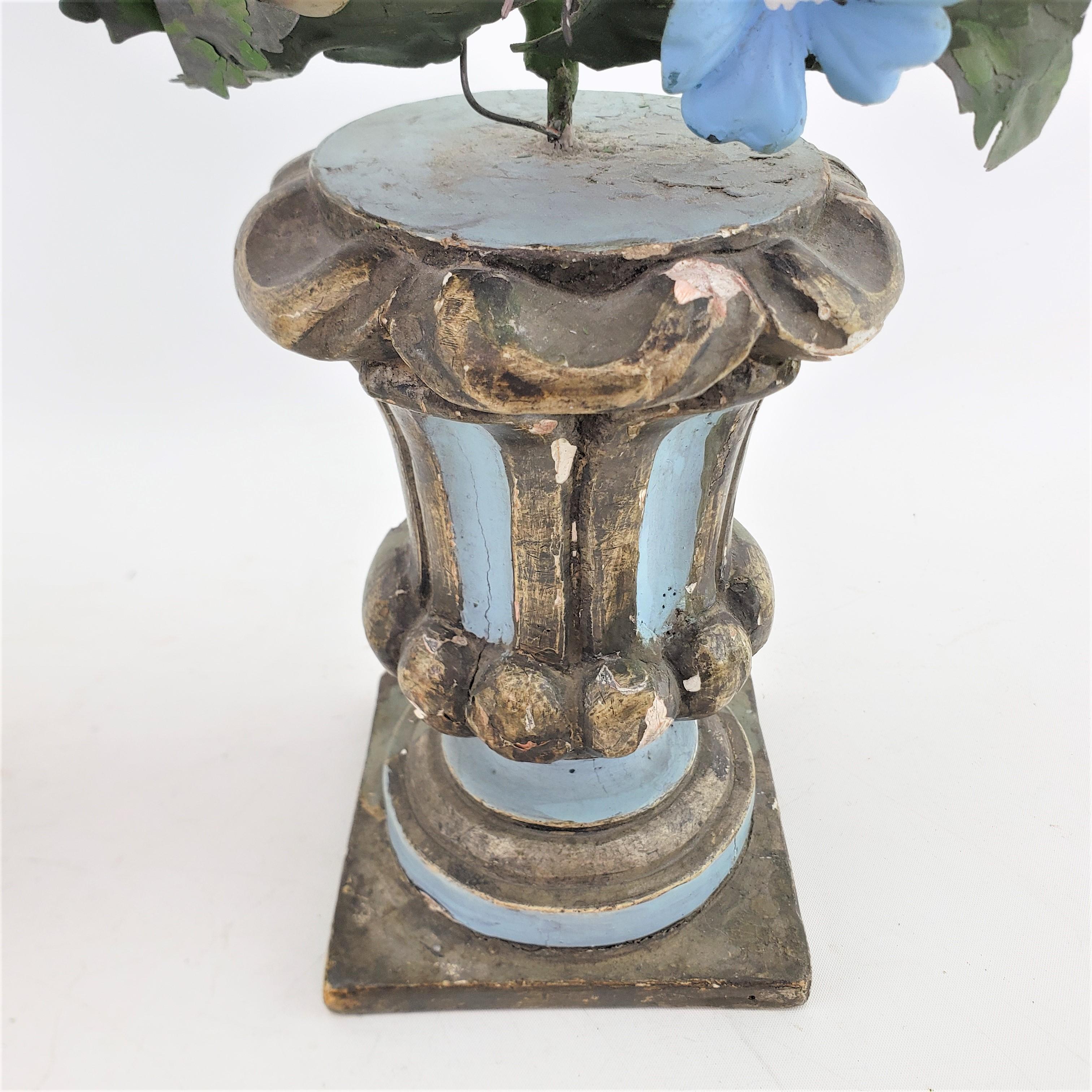 Pair of Antique French Sculptural Toleware Potted Floral Bouquets or Garnitures For Sale 5