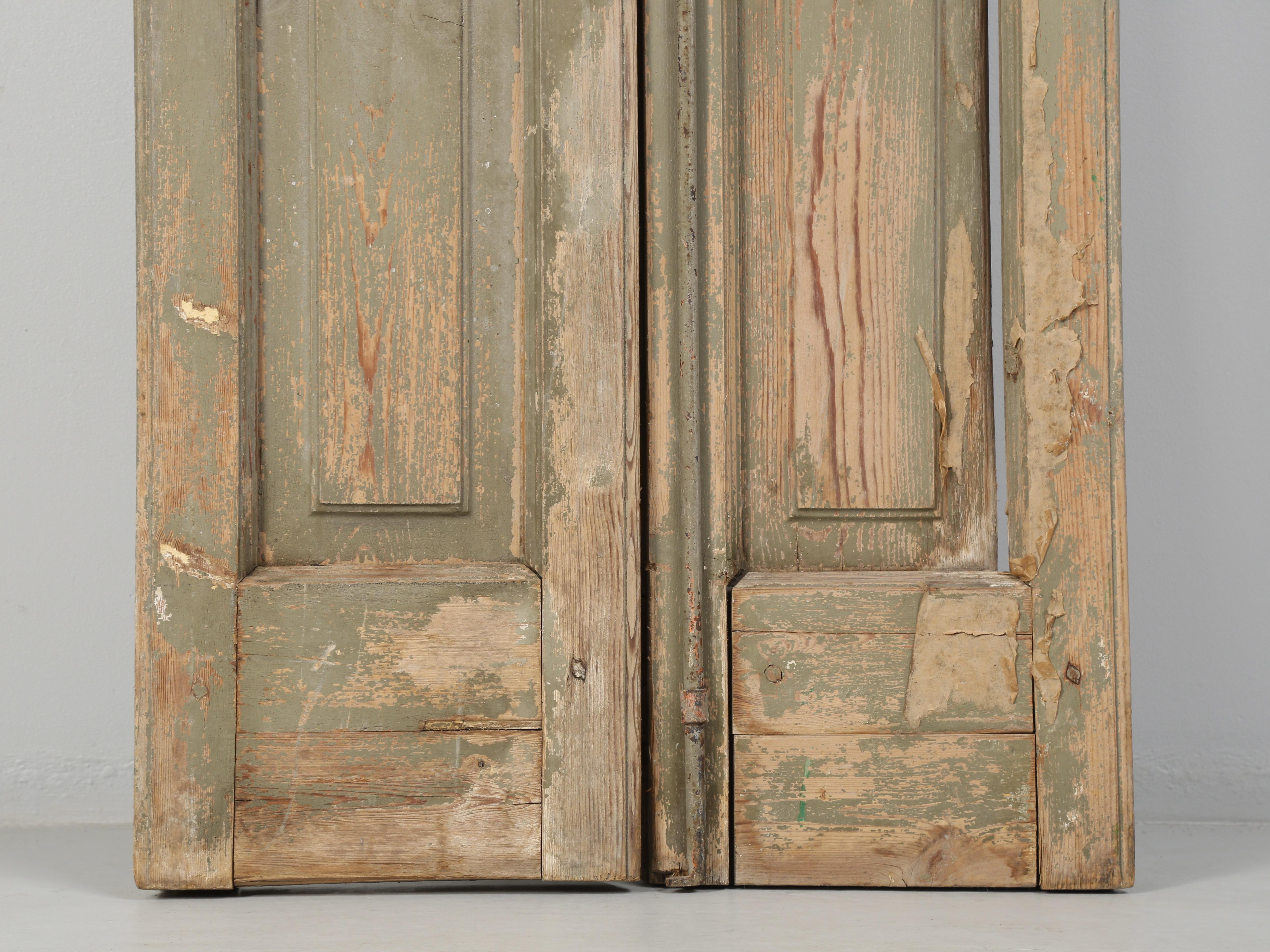 Pair of Antique French Shutter in Old Crumbly Paint From a Chateau in Brittany For Sale 1