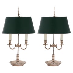 Pair of Antique French Silver Bouillotte Lamps