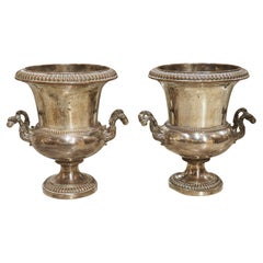 Pair of Antique French Silver Plated Champagne Buckets, Paris, 19th Century