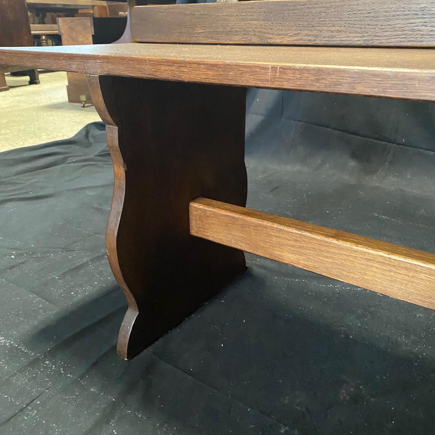 Pair of Antique French Solid Walnut Benches or Dining Seats with Backs  For Sale 6