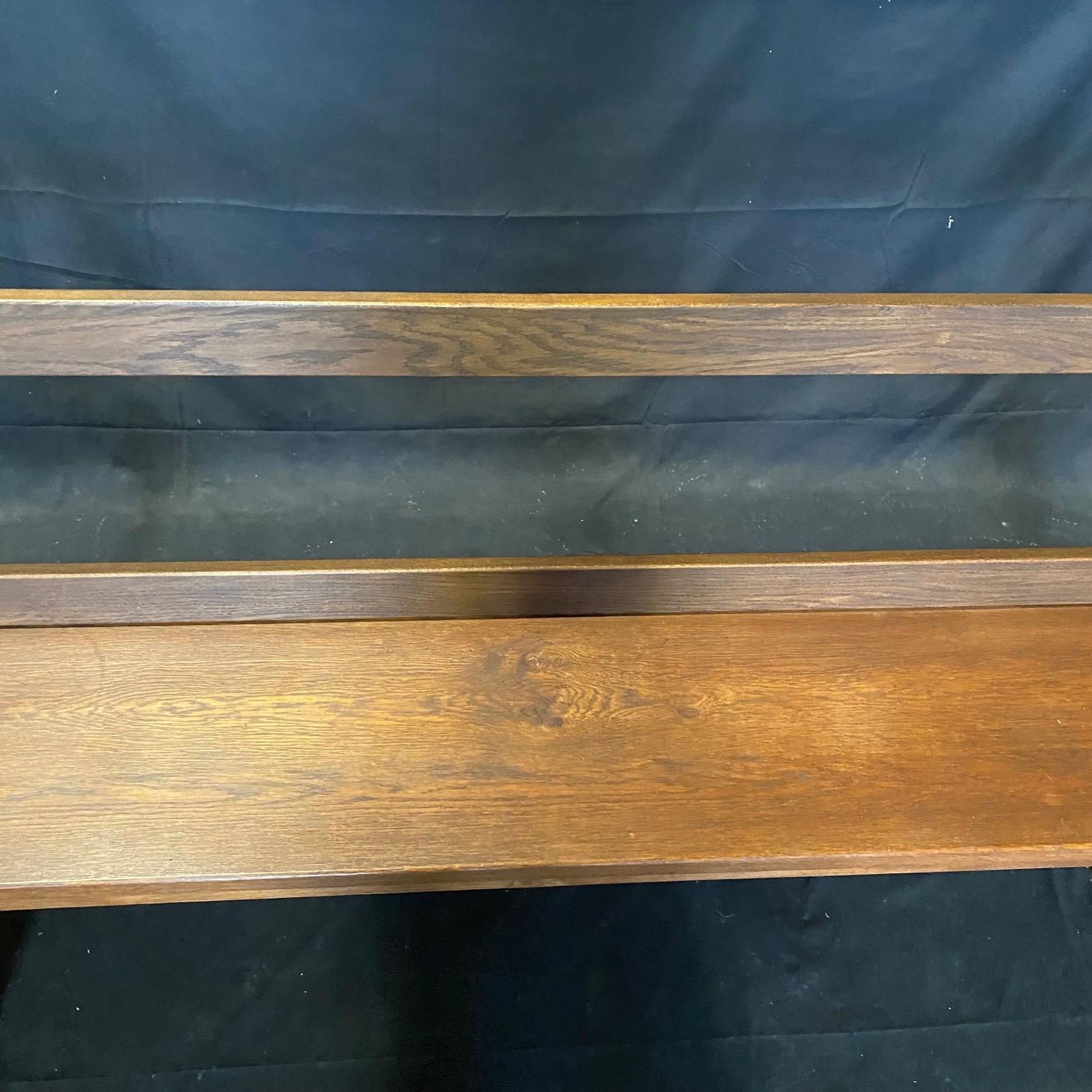 Early 20th Century Pair of Antique French Solid Walnut Benches or Dining Seats with Backs  For Sale