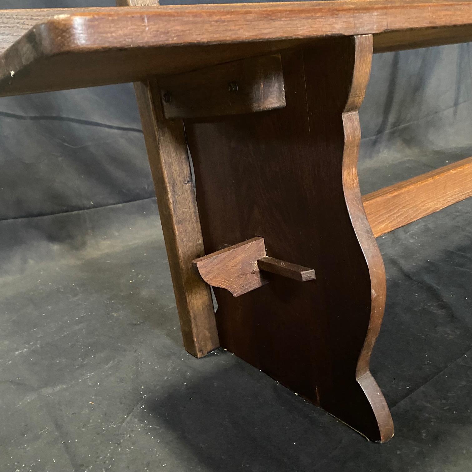 Pair of Antique French Solid Walnut Benches or Dining Seats with Backs  For Sale 3
