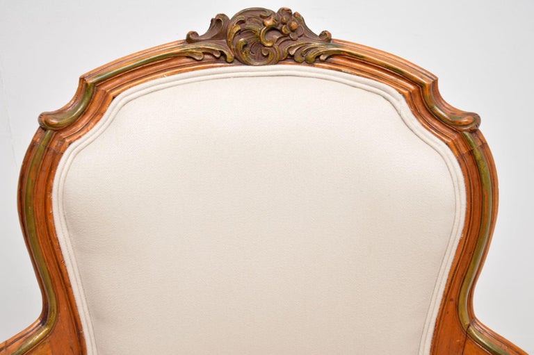 Pair of Antique French Solid Walnut Salon Chairs For Sale at 1stDibs