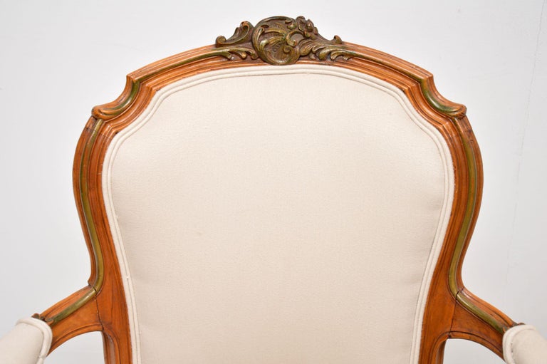 Pair of Antique French Solid Walnut Salon Chairs For Sale at 1stDibs