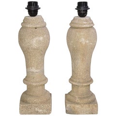 Pair of Antique French Stone Baluster Lamps