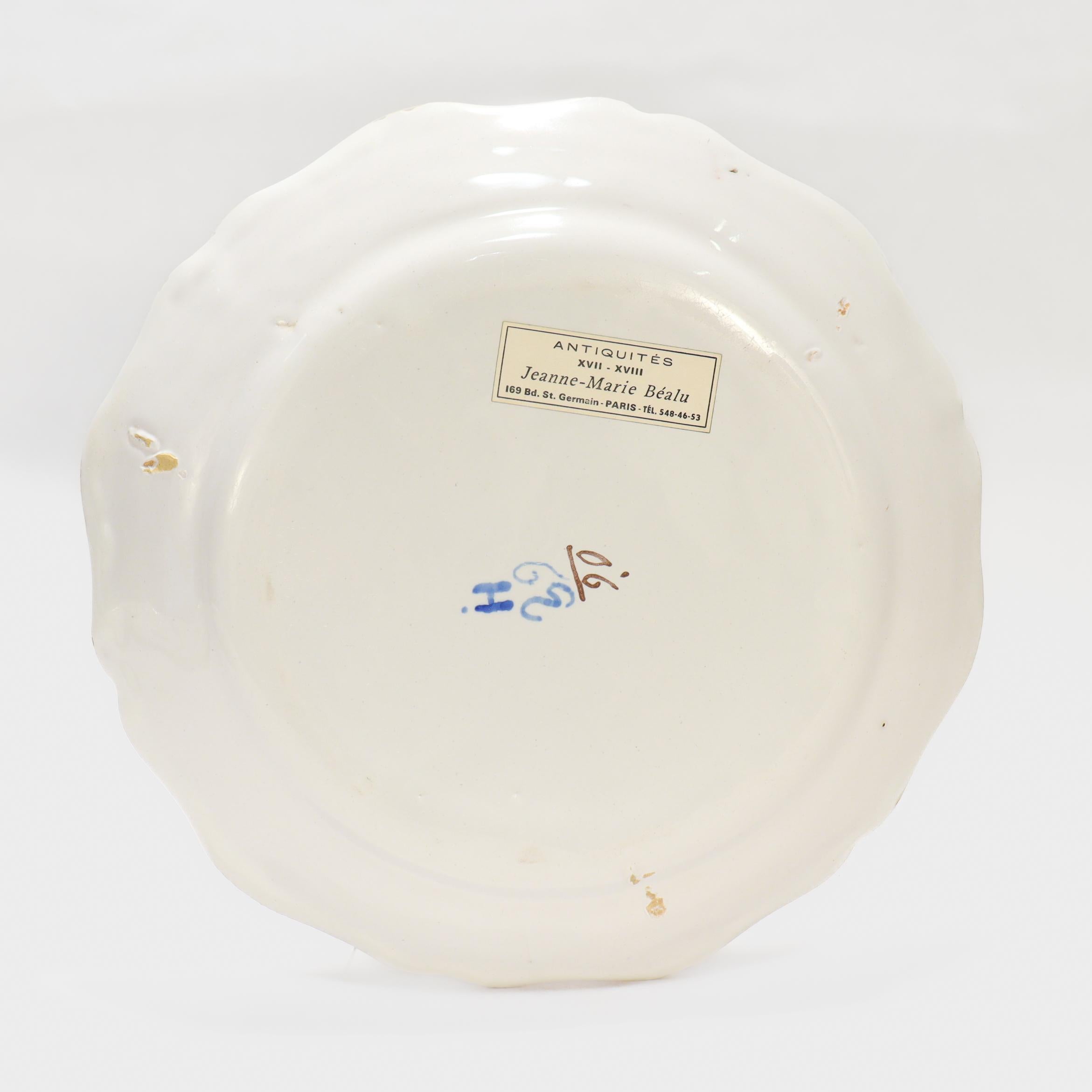 19th Century Pair of Antique French Strasbourg Faience Floral Plates For Sale