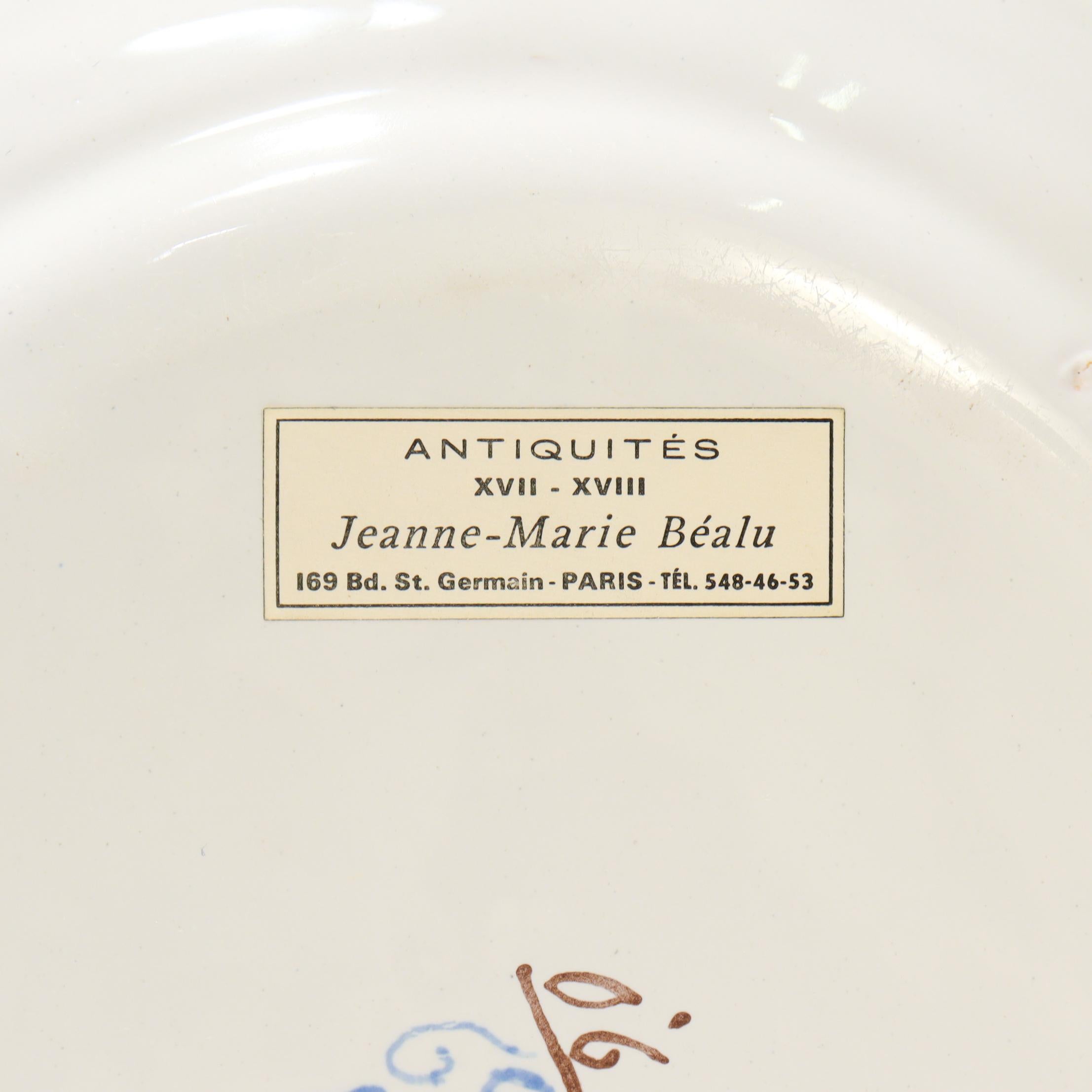 Pair of Antique French Strasbourg Faience Floral Plates For Sale 3