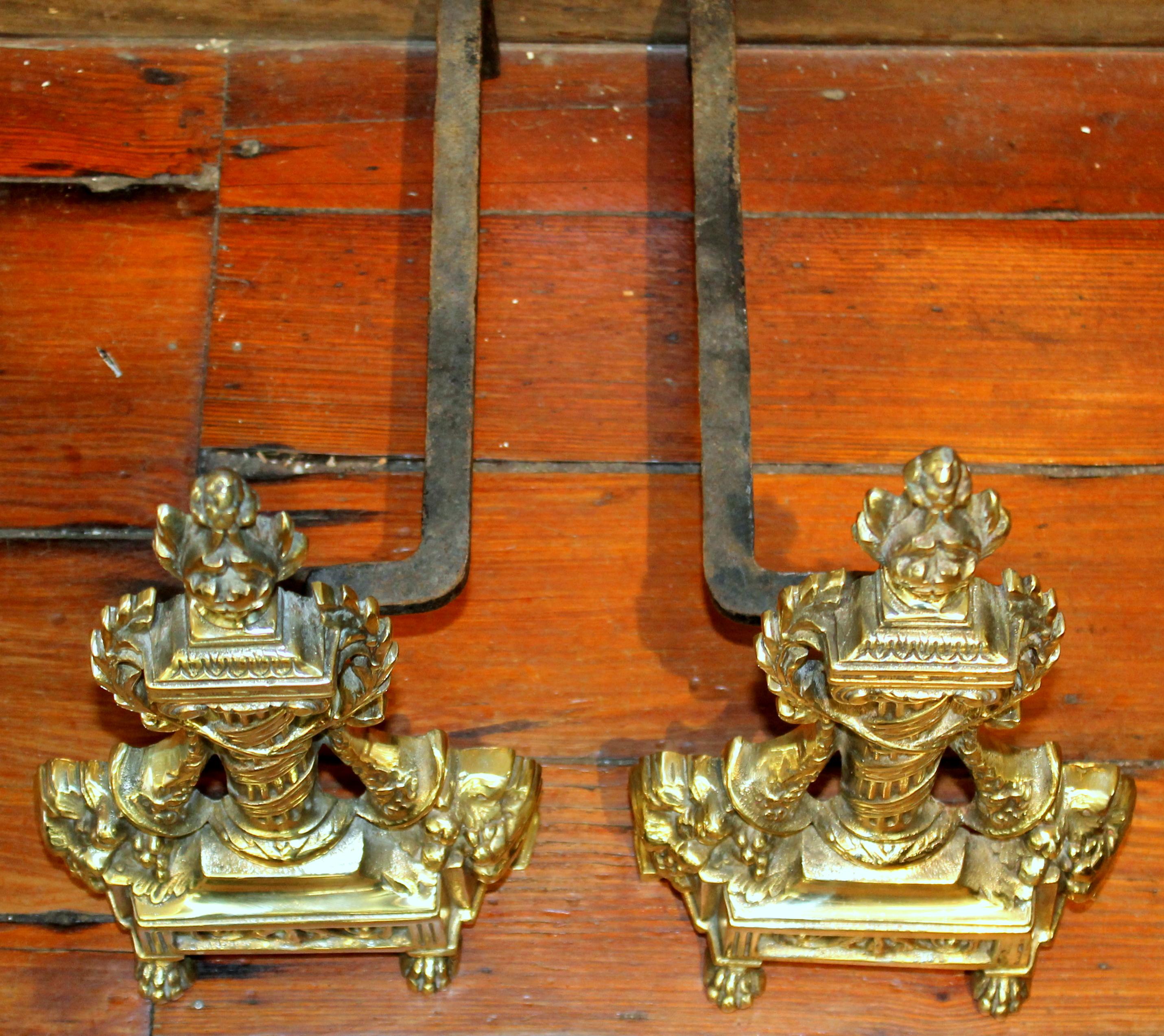 antique brass french andirons