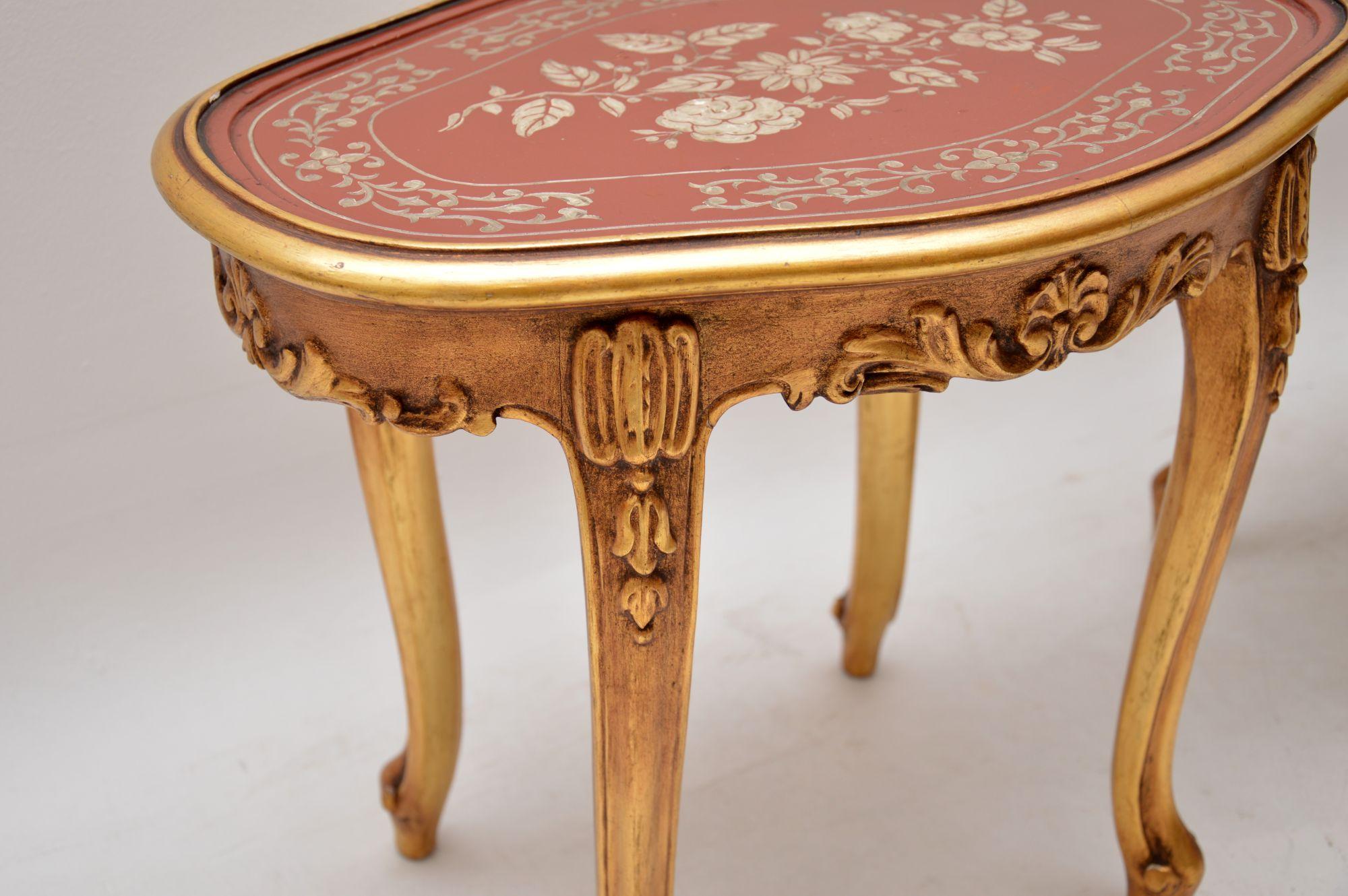 Pair of Antique French Style Gilt Wood Side Tables 4