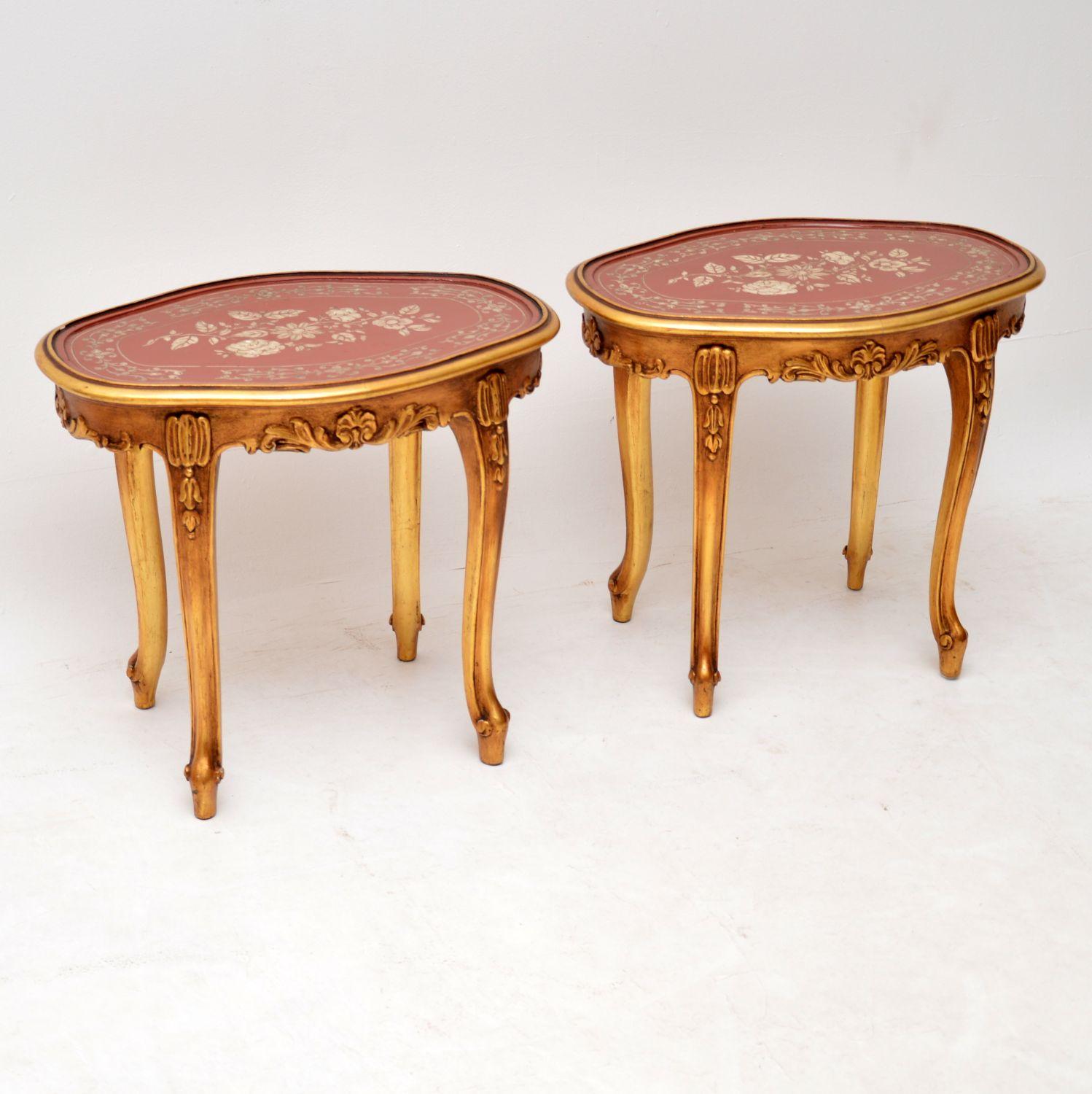 Louis XVI Pair of Antique French Style Giltwood Side Tables