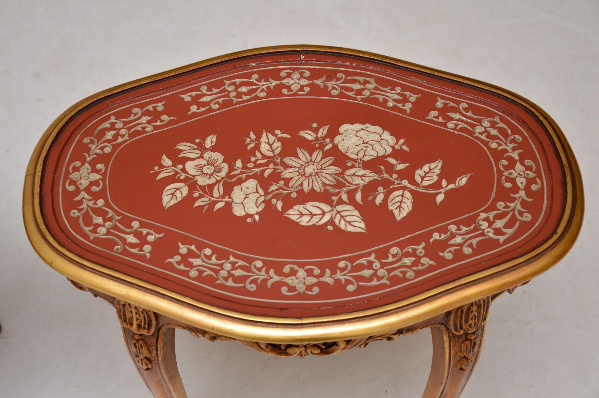 Pair of Antique French Style Gilt Wood Side Tables 1