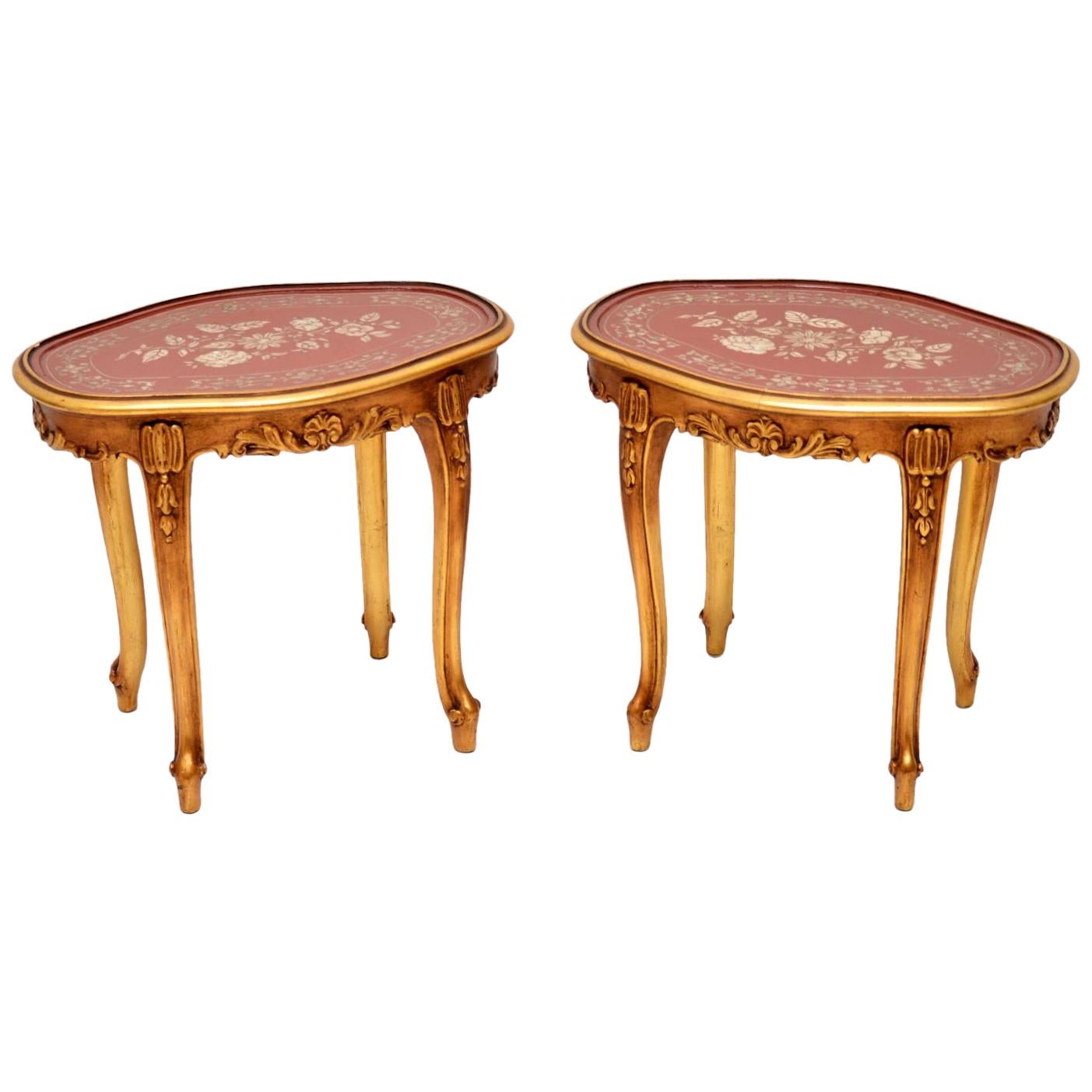 Pair of Antique French Style Giltwood Side Tables