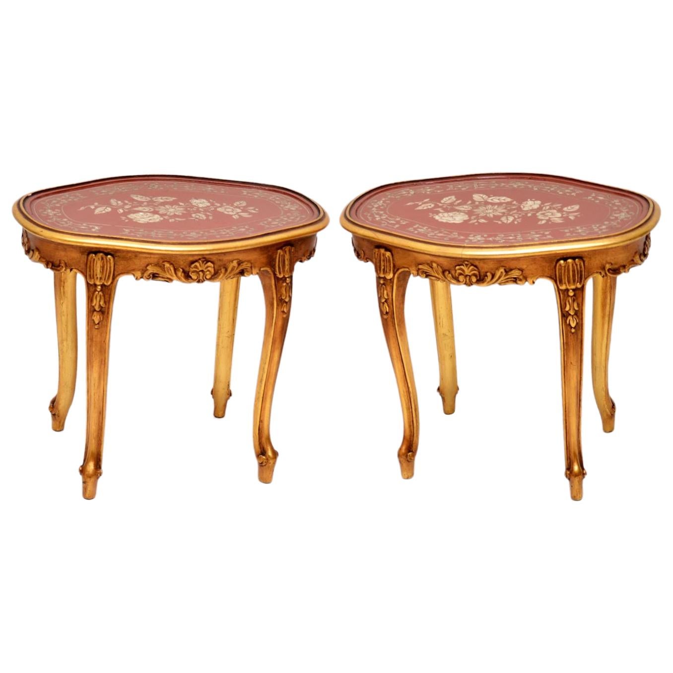 Pair of Antique French Style Giltwood Side Tables For Sale at 1stDibs