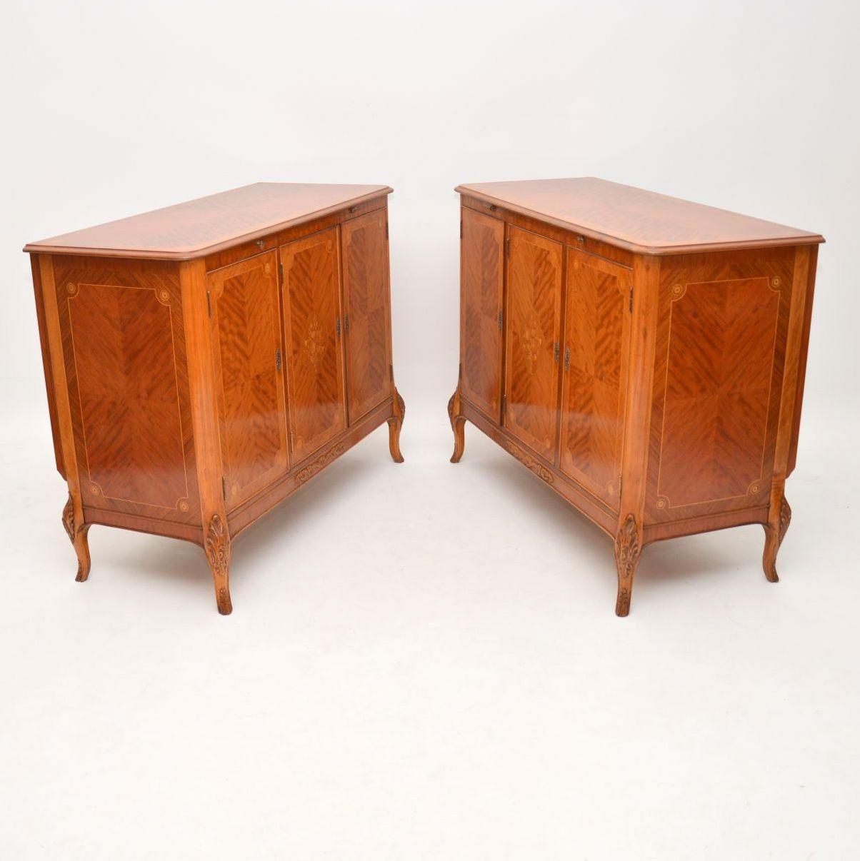 20th Century Pair of Antique French Style Inlaid King Wood Cabinets