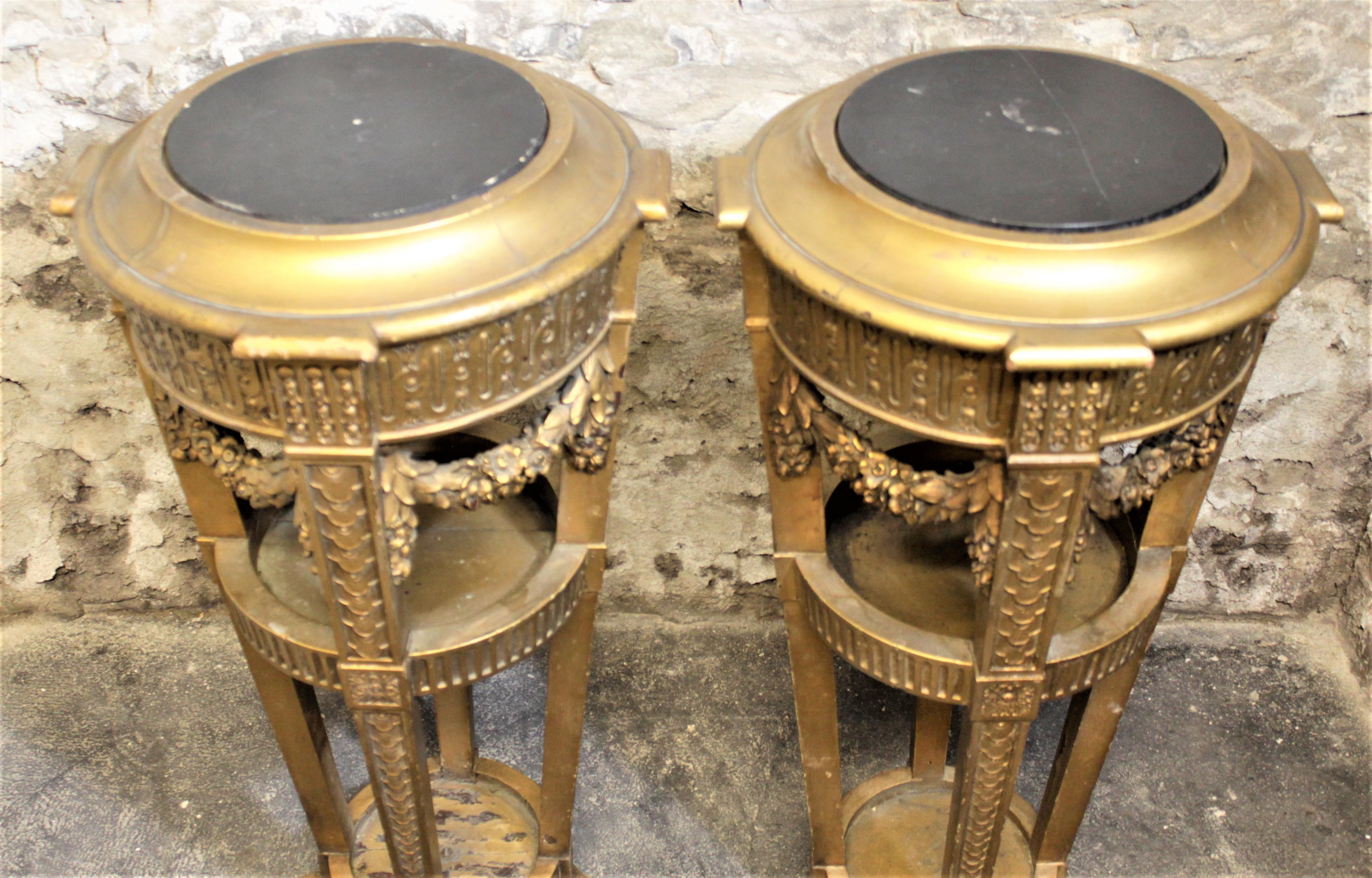 Pair of Antique French Styled Carved Wooden Plant Stands or Pedestals 9