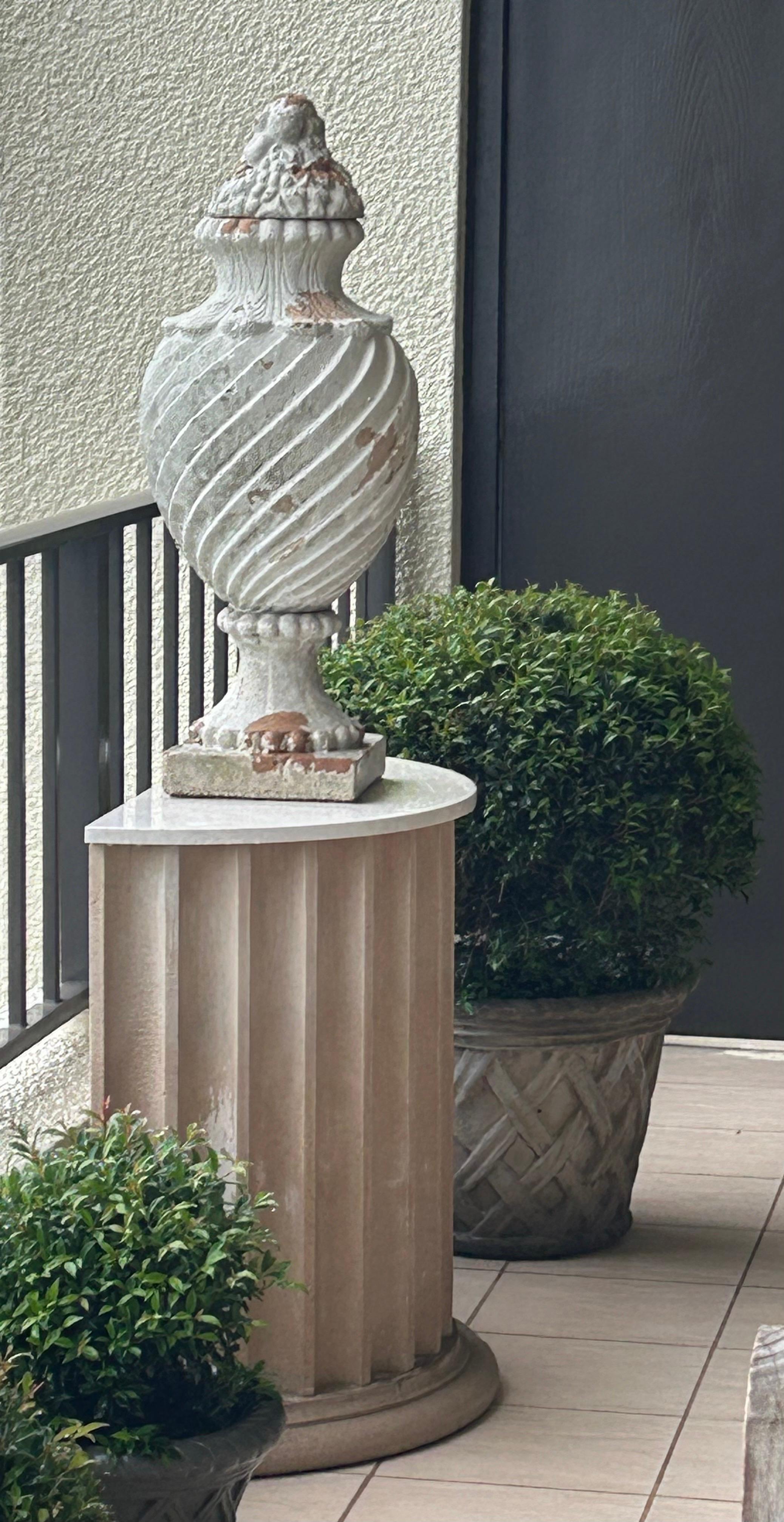 Pair of antique French Terra-Cotta covered urns 6