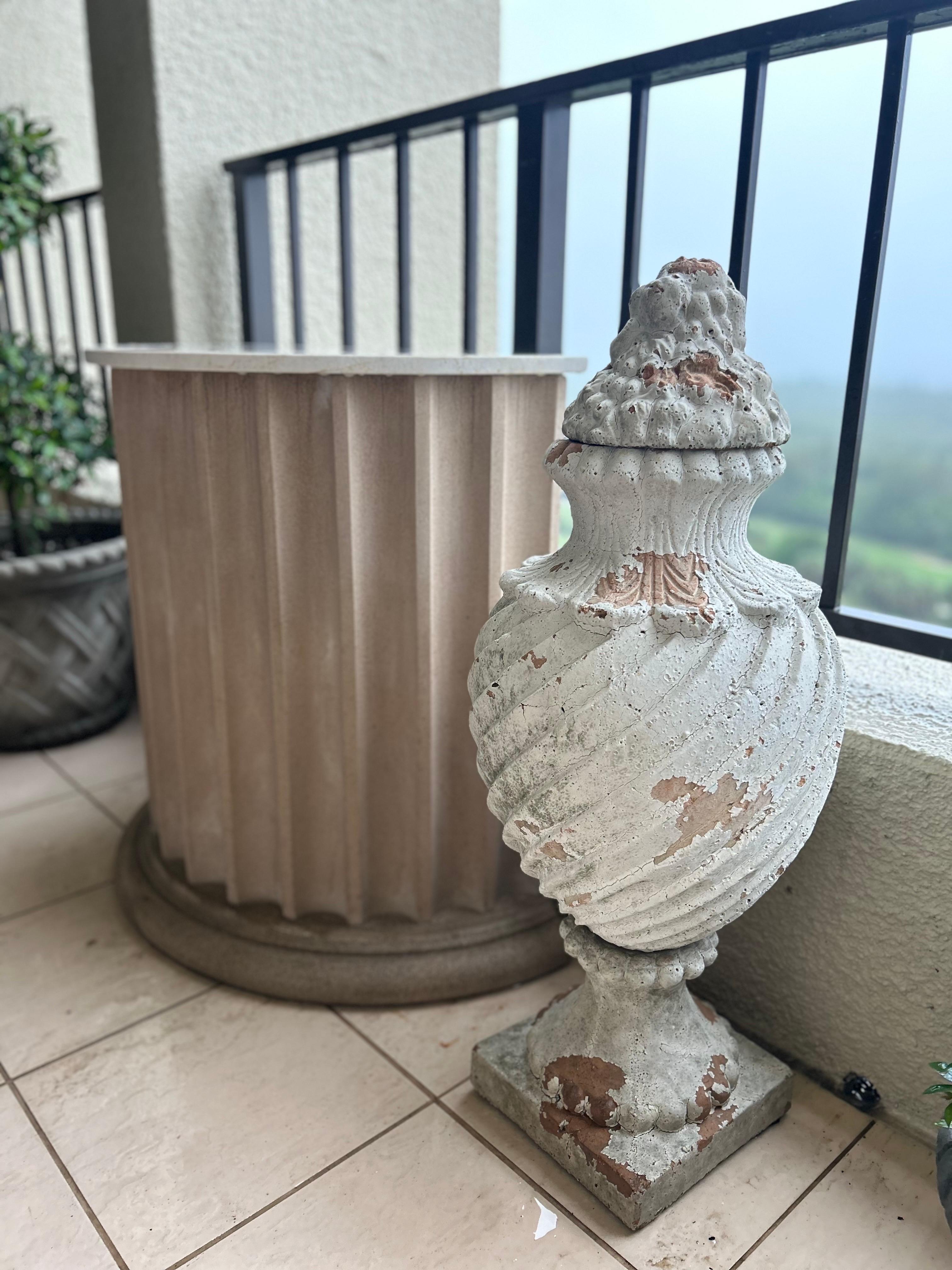 Pair of antique French Terra-Cotta covered urns 7