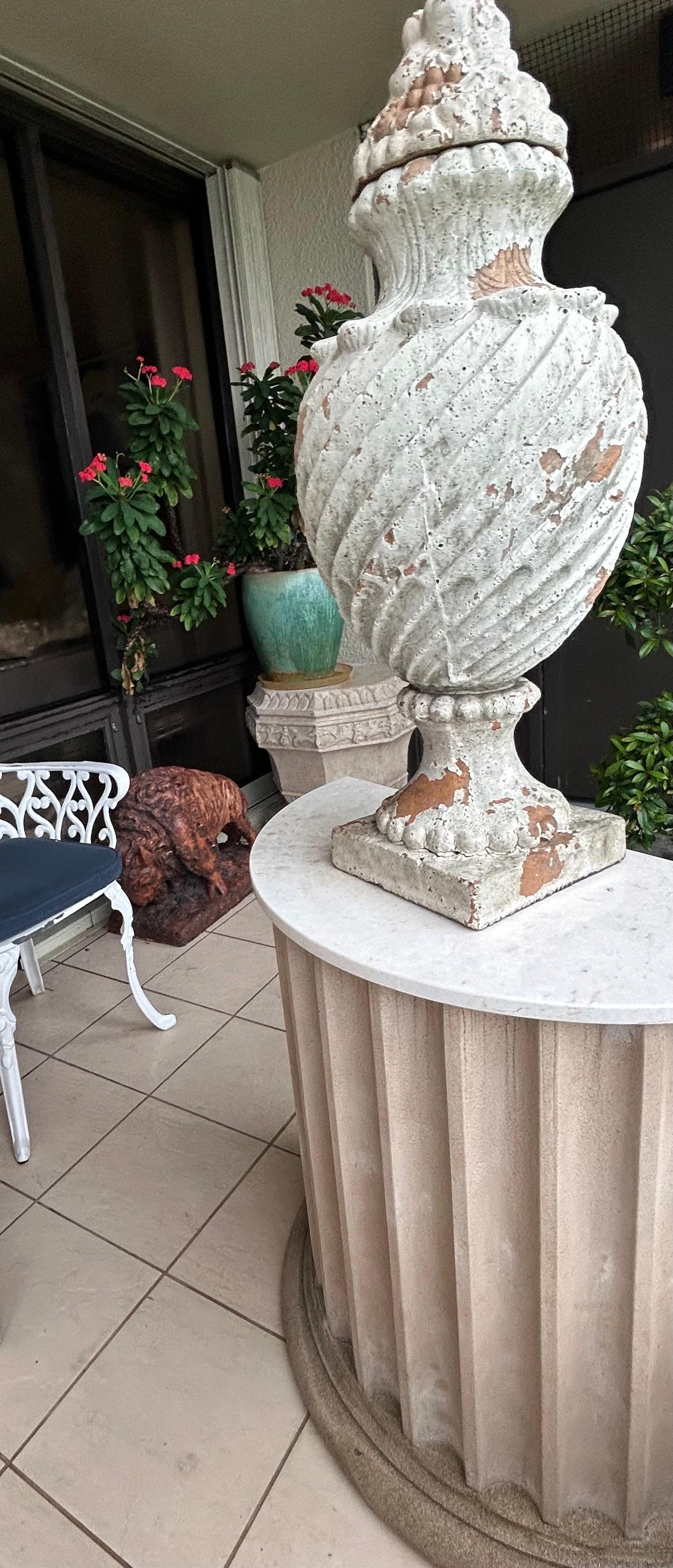 Pair of antique French Terra-Cotta covered urns 3