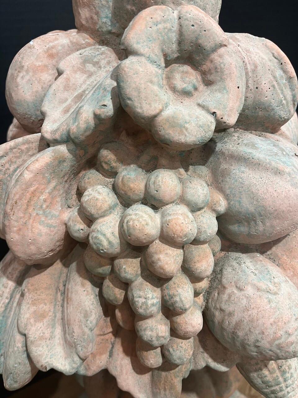 Pair of Antique French Terracotta Fruit Topiary 1