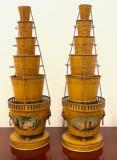 Pair of Antique French Tole Neoclassical Cachepots/Tulipieres