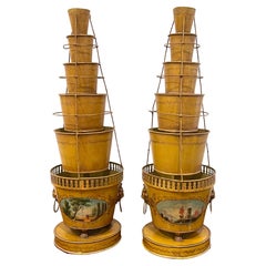 Pair of Antique French Tole Neoclassical Cachepots/Tulipieres