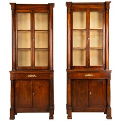 Pair of Antique French "Tres Petite" Empire Bookcases, Fully Restored