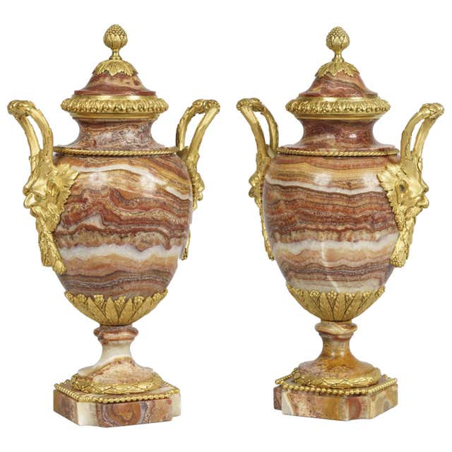 Red Alabaster Pair of Monumental Alabaster Sculptures in the Neo-Renaissance Manner ...
