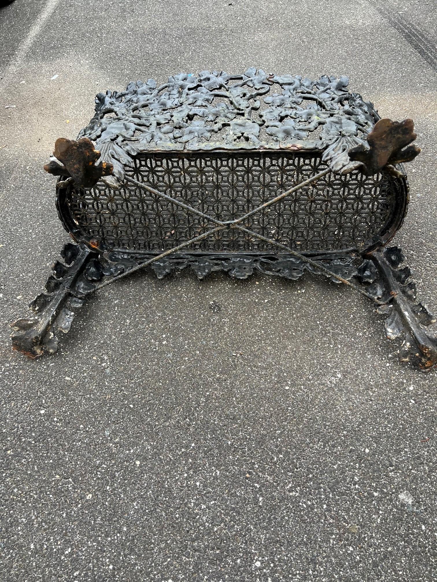 Pair of Antique French Victorian Grapevine Leaf Cast Iron Garden Benches 10