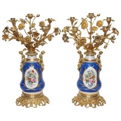Pair of Antique French "Vieux Paris" Porcelain Lamps, circa 1840-1860